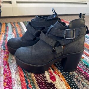 Dolls Kill Black Chunky Heeled Boots